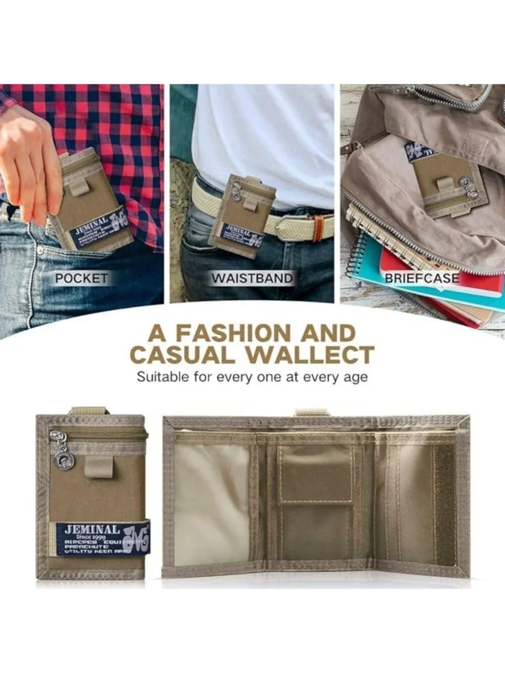 Trifold Canvas Wallet for Men | Lightweight Nylon, Keychain, Multiple Card